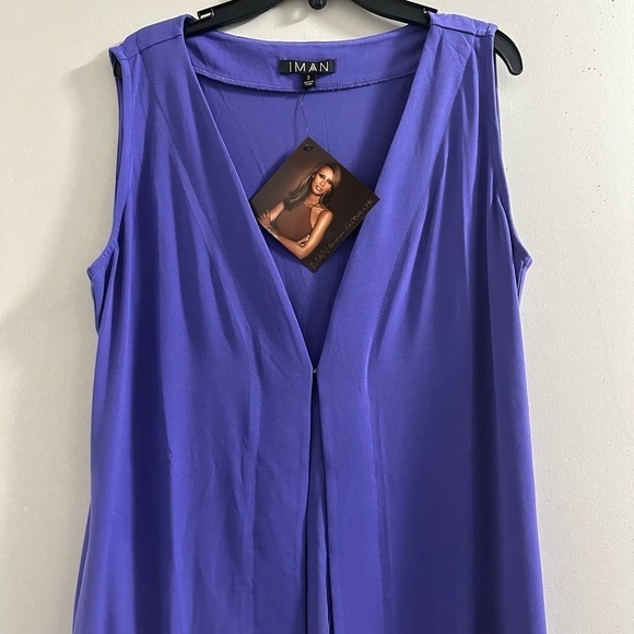 IMAN purple long sleeveless open cardigan‎ size S - Picture 2 of 8